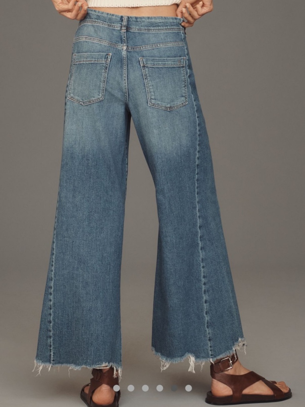 Anthropologie The Adi Regenerative Cotton Mid-Rise Raw Edge Hem Flare Jeans 28 - Picture 3 of 10